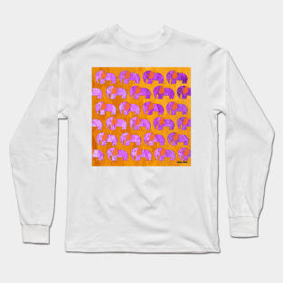 elephant march in gold painting pattern ecopop Long Sleeve T-Shirt